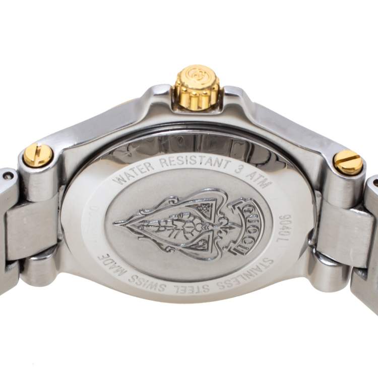 Pre Owned Gucci Champagne Two-Tone Stainless Steel 9040L Women's Wristwatch 26 mm