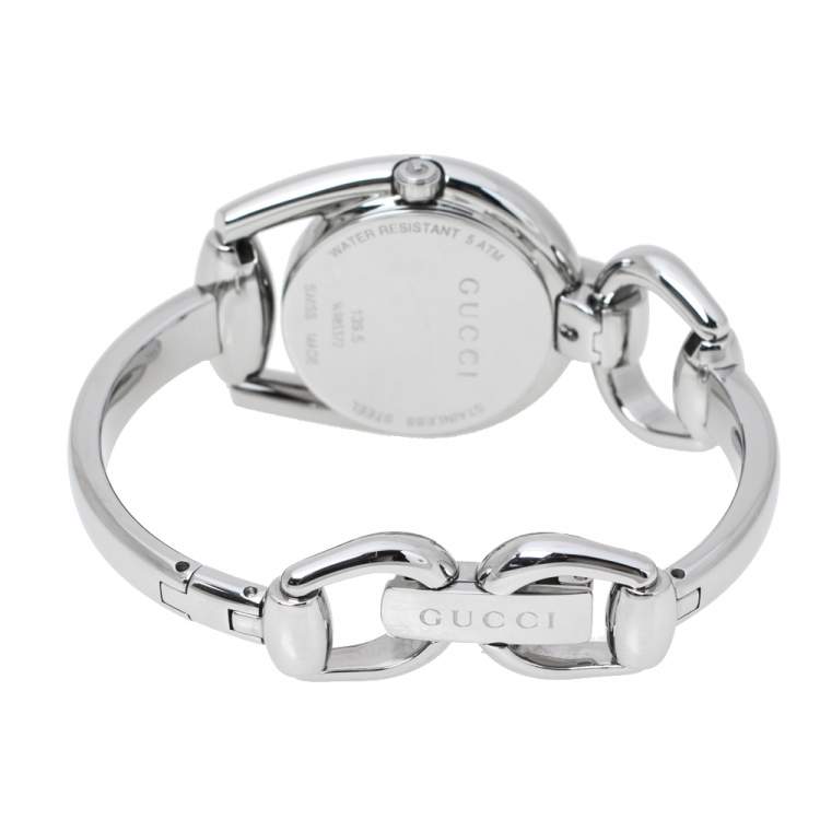 Pre Owned Gucci Mother Of Pearl Stainless Steel Horsebit 139.5 Women's Wristwatch 28 mm