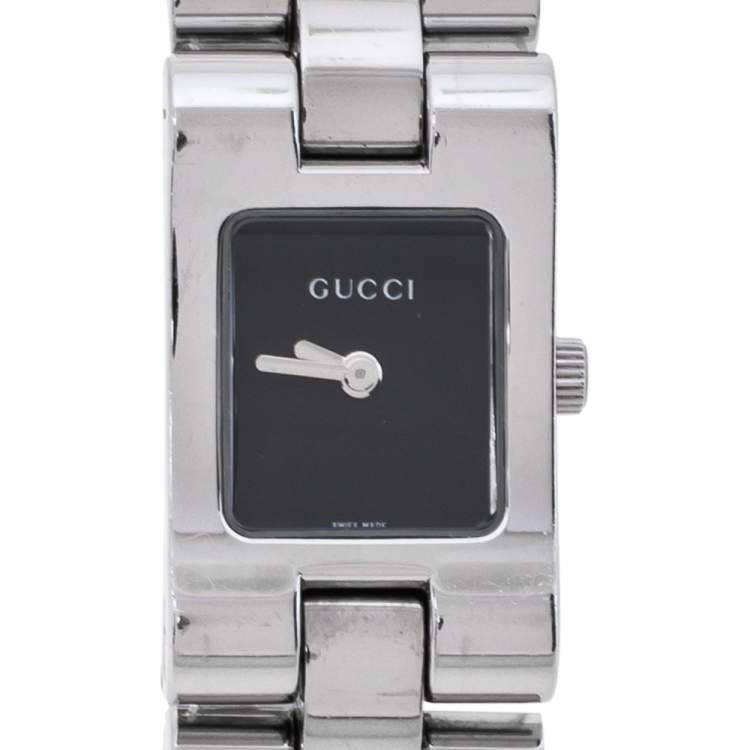 Pre Owned Gucci Black Stainless Steel 2305L Women's Wristwatch 17 MM
