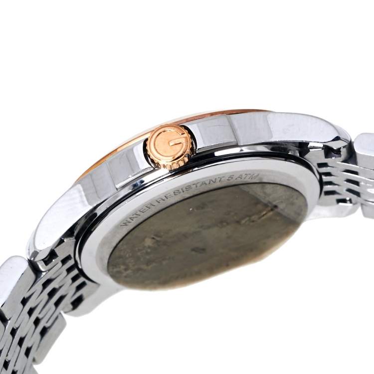 Pre Owned Gucci Black Two-Tone Stainless Steel G-Timeless YA126512 Women's Wristwatch 27 mm