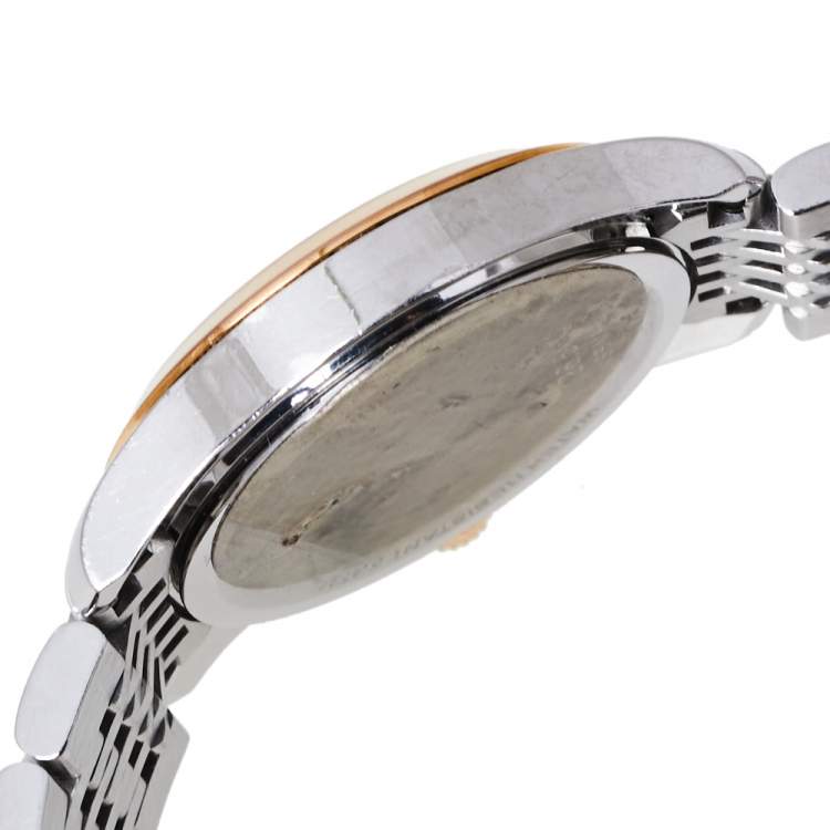Pre Owned Gucci Black Two-Tone Stainless Steel G-Timeless YA126512 Women's Wristwatch 27 mm
