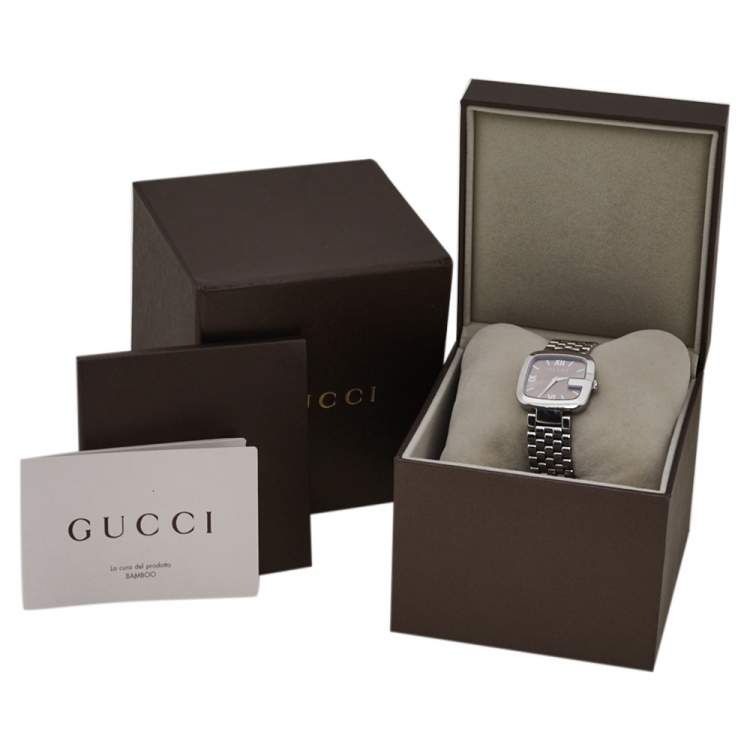 Pre Owned Gucci Brown Stainless Steel G-Gucci 125.4 Women's Wristwatch 32MM