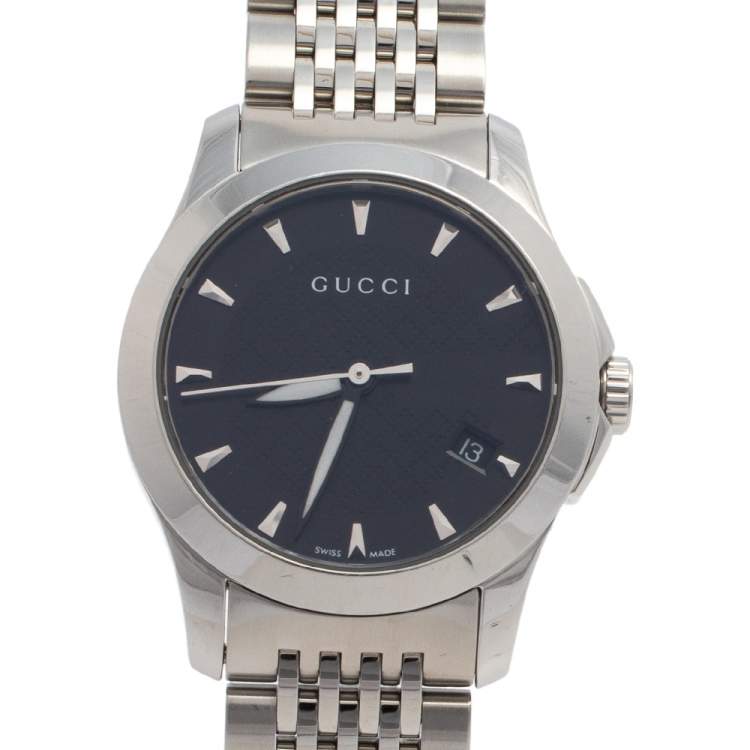 Pre Owned Gucci Black Stainless Steel G-Timeless YA126501 Women's Wristwatch 27 mm