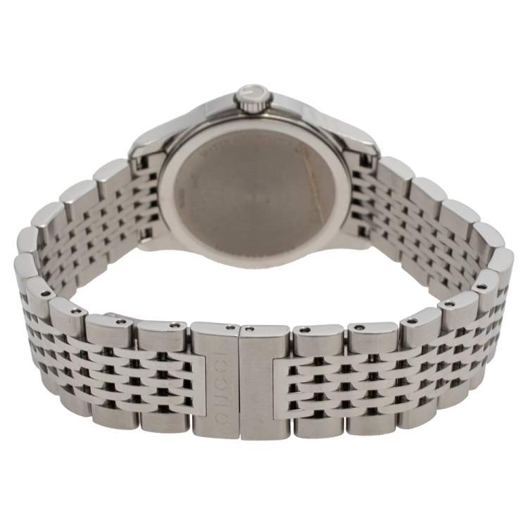 Pre Owned Gucci Black Stainless Steel G-Timeless YA126501 Women's Wristwatch 27 mm
