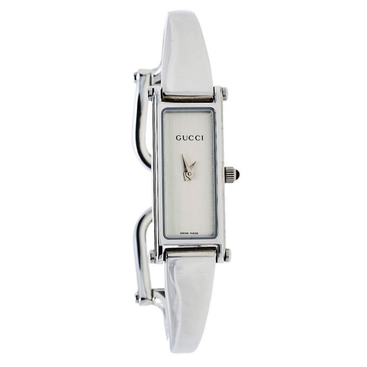 LOT:87 | GUCCI - a lady's stainless steel 128.5 bracelet watch.