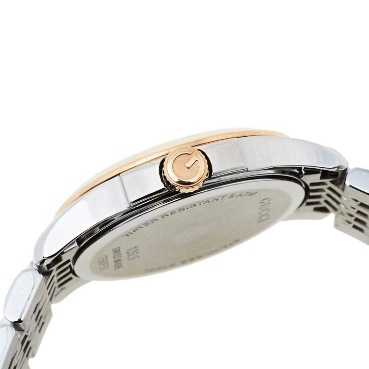 Pre Owned Gucci Black Two Tone Stainless Steel G-Timeless YA126512 Women's Wristwatch 27 mm
