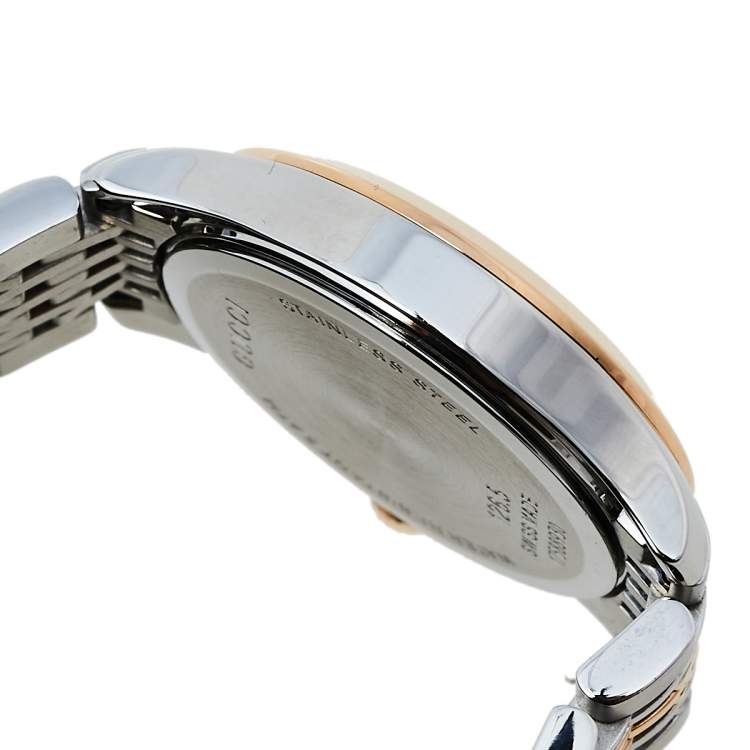 Pre Owned Gucci Black Two Tone Stainless Steel G-Timeless YA126512 Women's Wristwatch 27 mm