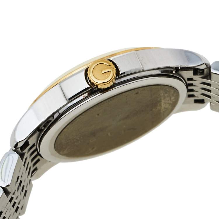 Pre Owned Gucci Silver Two-Tone Stainless Steel G-Timeless YA126505 Women's Wristwatch 27 mm