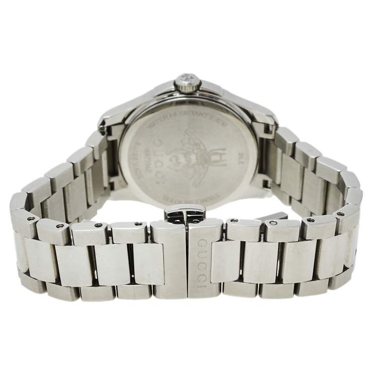 Pre Owned Gucci Silver Stainless Steel G-Timeless YA126572A Women's Wristwatch 27 mm