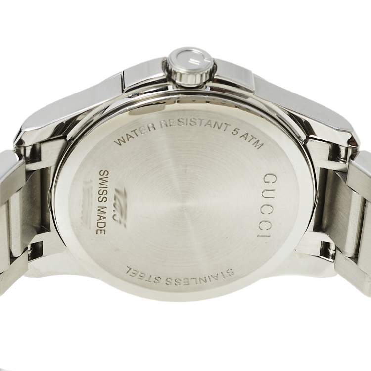 Pre Owned Gucci Mother of Pearl Stainless Steel G-Timeless YA126542 Women's Wristwatch 27 mm