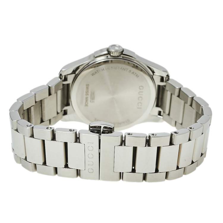 Pre Owned Gucci Mother of Pearl Stainless Steel G-Timeless YA126542 Women's Wristwatch 27 mm