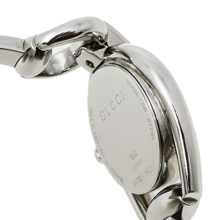 Pre Owned Gucci Mother Of Pearl Stainless Steel Horsebit 139.5 Women's Wristwatch 28 mm