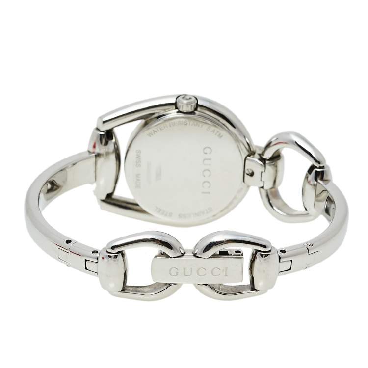 Pre Owned Gucci Mother Of Pearl Stainless Steel Horsebit 139.5 Women's Wristwatch 28 mm