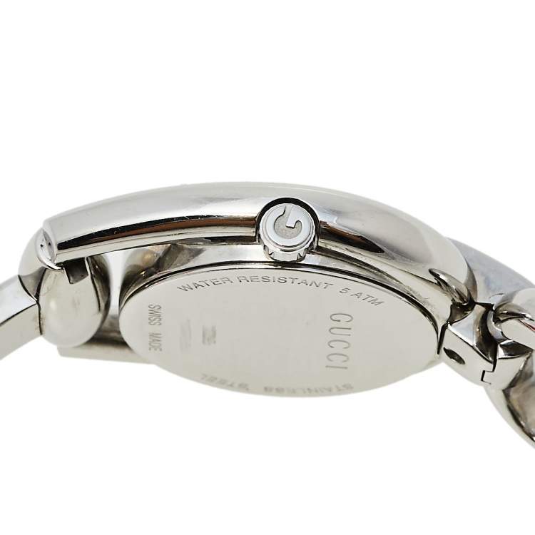 Pre Owned Gucci Mother Of Pearl Stainless Steel Horsebit 139.5 Women's Wristwatch 28 mm