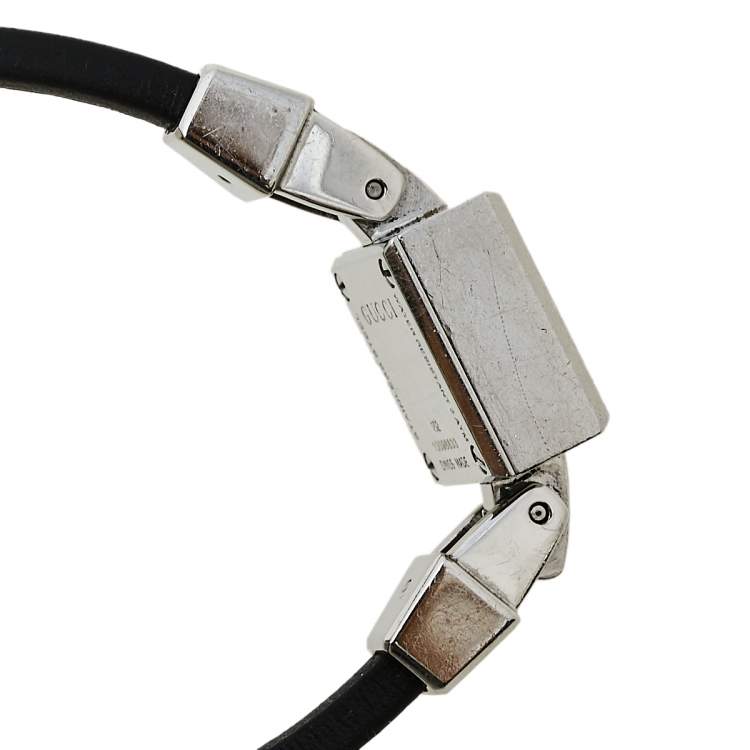 Pre Owned Gucci Black Stainless Steel and Leather G-Mini 102 Women's Wristwatch 14 mm