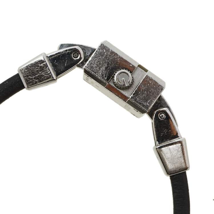 Pre Owned Gucci Black Stainless Steel and Leather G-Mini 102 Women's Wristwatch 14 mm