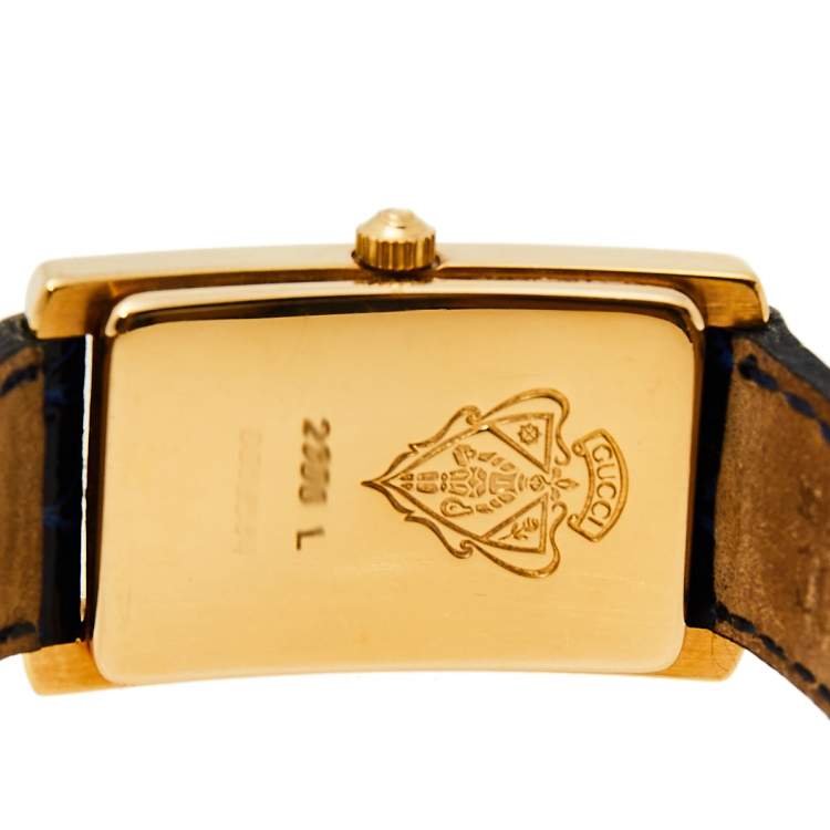 Pre Owned Gucci Two Tone Gold Plated Stainless Steel Leather Vintage 2600L Women's Wristwatch 19 mm