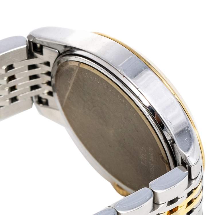 Pre Owned Gucci Silver Two-Tone Stainless Steel G Timeless 126.5 Women's Wristwatch 27 mm