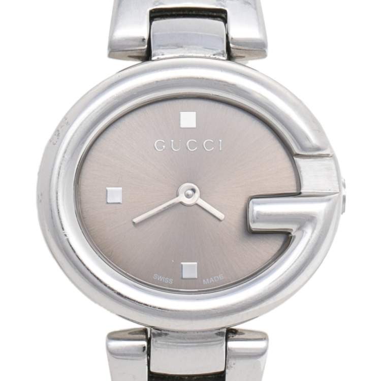 مملوكة مسبقًا Gucci Brown Stainless Steel Guccissima 134.5 Women's Wristwatch 27 mm