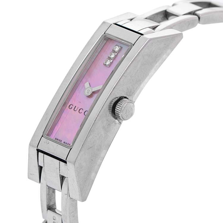 Pre Owned Gucci Mother Of Pearl Stainless Steel 110 Women's Wristwatch 13 mm