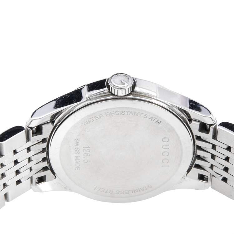 Pre Owned Gucci Black Stainless Steel G-Timeless 126.5 Women's Wristwatch 27 mm