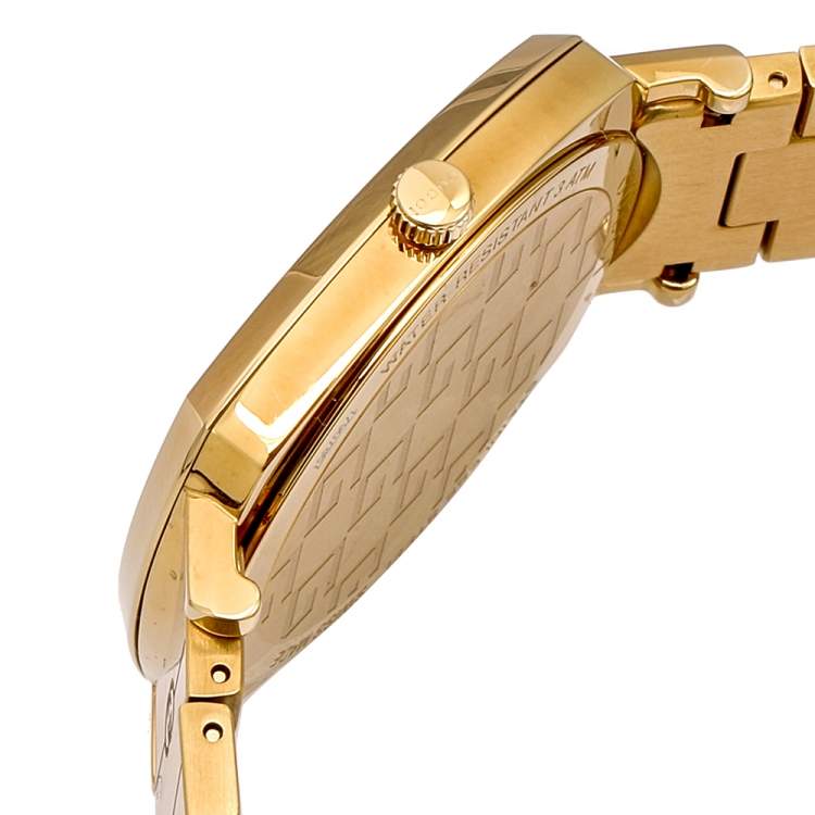 Pre Owned Gucci Yellow Gold Plated Stainless Steel Grip 157.4 Women's Wristwatch 35 mm