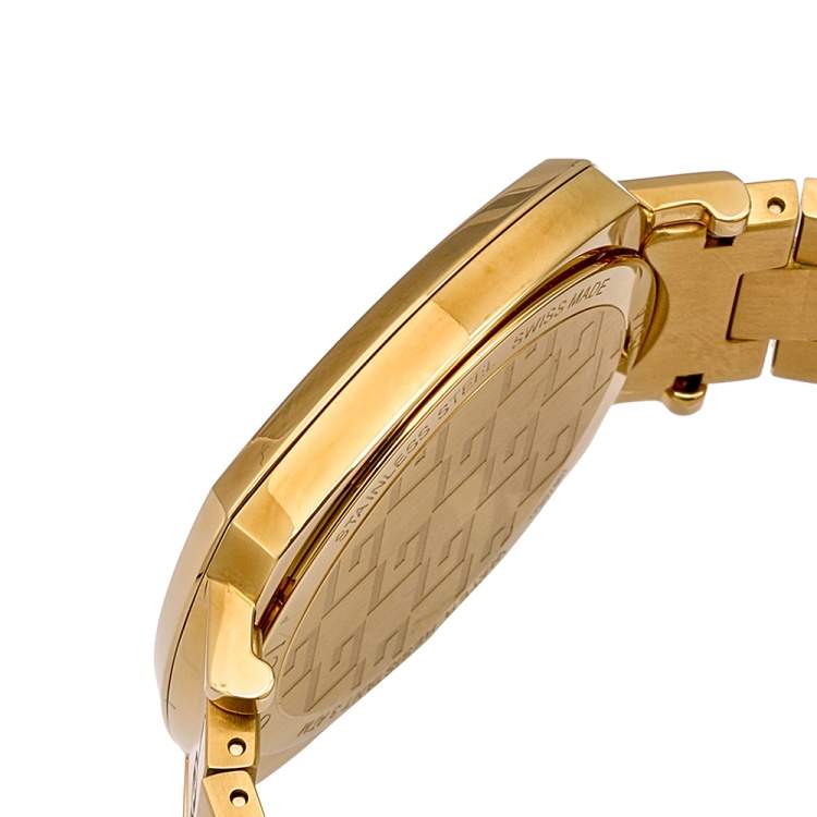Pre Owned Gucci Yellow Gold Plated Stainless Steel Grip 157.4 Women's Wristwatch 35 mm