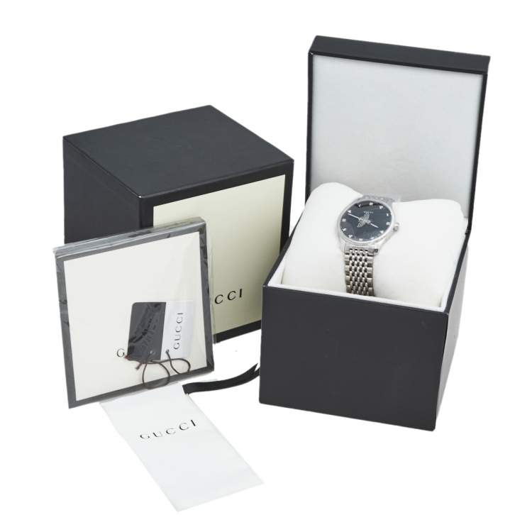 مملوكة مسبقًا Gucci Black Stainless Steel G-Timeless YA1264154 Women's Wristwatch 36 mm 