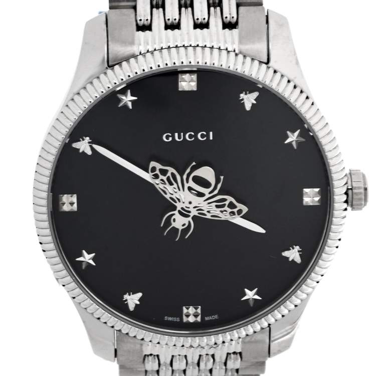مملوكة مسبقًا Gucci Black Stainless Steel G-Timeless YA1264154 Women's Wristwatch 36 mm 