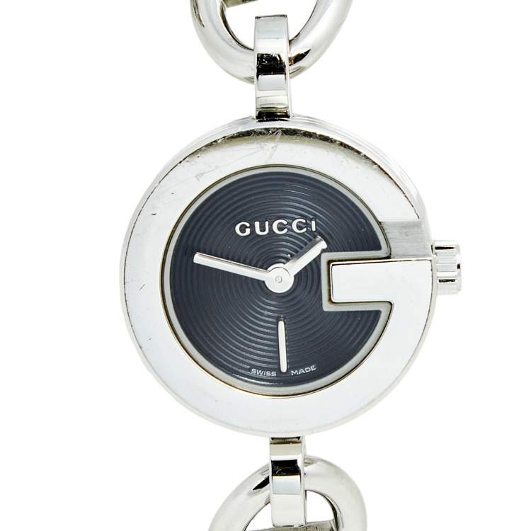Pre Owned Gucci Black Stainless Steel 107 Series YA107503 Women's Wristwatch 22 mm 