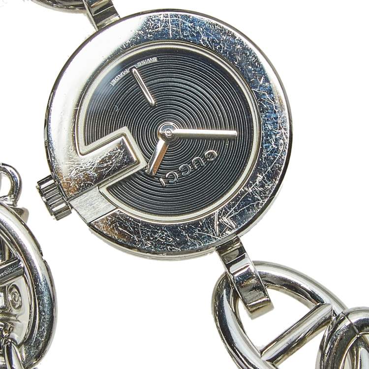 Pre Owned Gucci Black Stainless Steel 107 Series YA107503 Women's Wristwatch 22 mm 