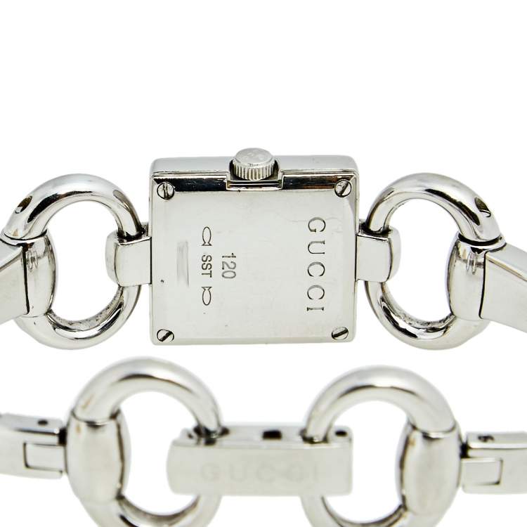 Pre Owned Gucci Silver Stainless Steel Tornabuoni YA120502 Women's Wristwatch 19 mm