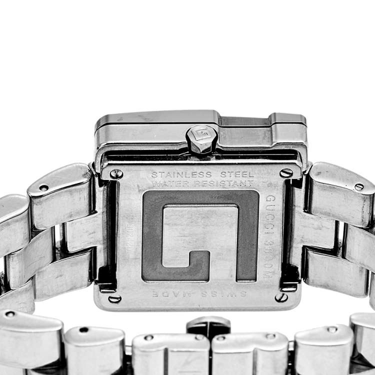 Pre Owned Gucci Black Stainless Steel G-Frame 3600M Women's Wristwatch 36 mm