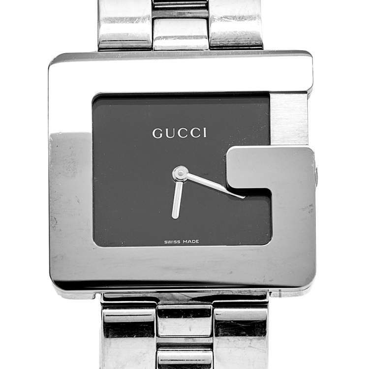 Pre Owned Gucci Black Stainless Steel G-Frame 3600M Women's Wristwatch 36 mm