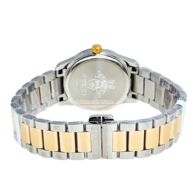 مملوكة مسبقًا Gucci Silver Two Tone Stainless Steel G-Timeless YA126596 Women's Wristwatch 27 mm