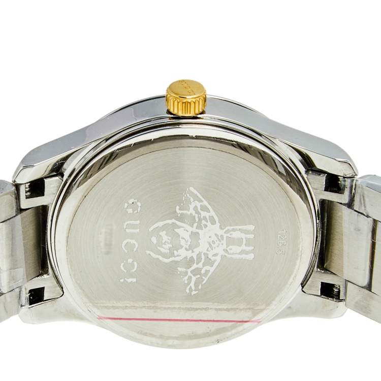 مملوكة مسبقًا Gucci Silver Two Tone Stainless Steel G-Timeless YA126596 Women's Wristwatch 27 mm