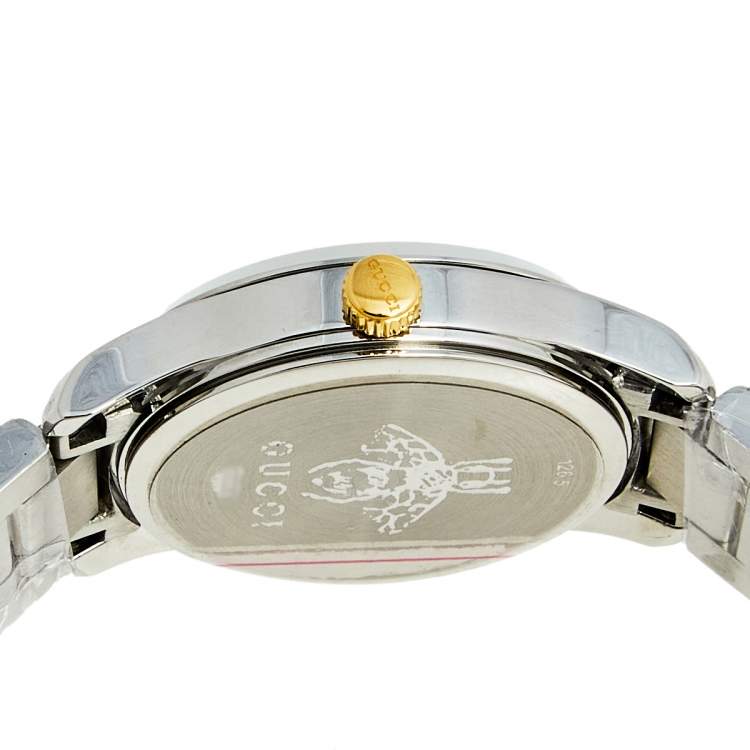 مملوكة مسبقًا Gucci Silver Two Tone Stainless Steel G-Timeless YA126596 Women's Wristwatch 27 mm