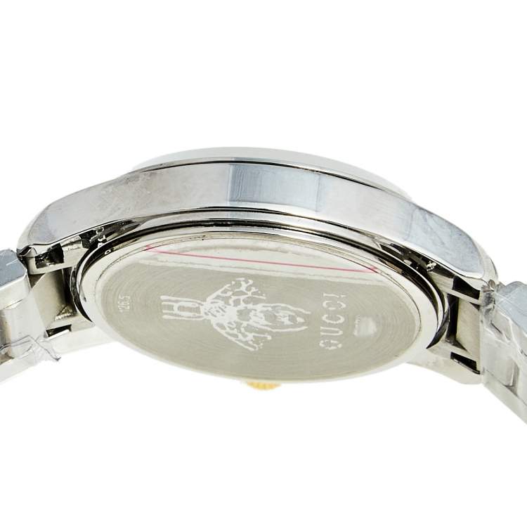 مملوكة مسبقًا Gucci Silver Two Tone Stainless Steel G-Timeless YA126596 Women's Wristwatch 27 mm
