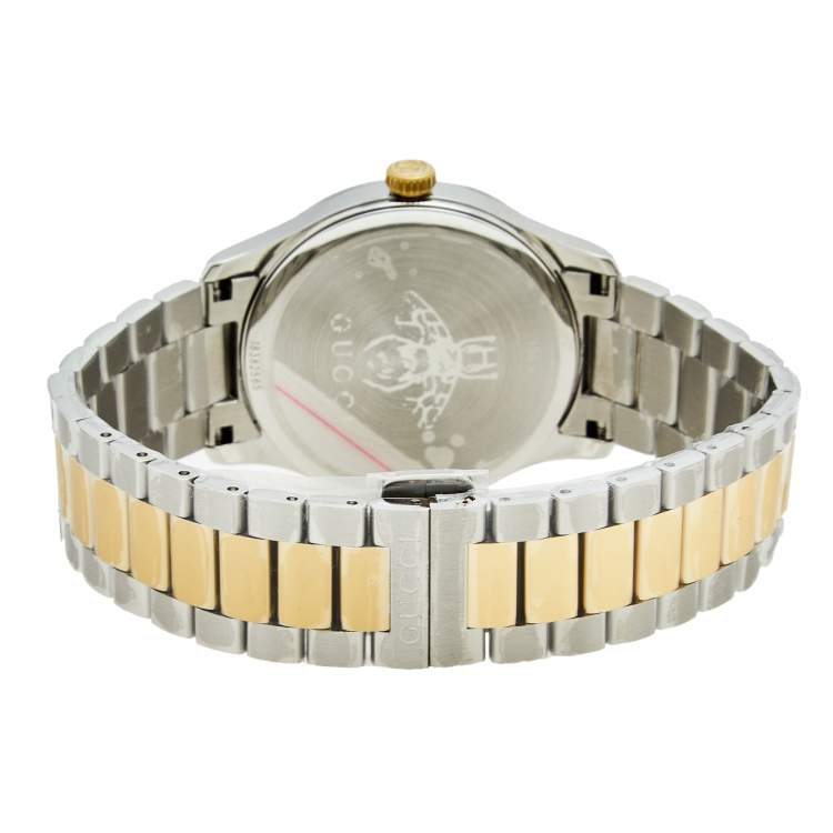 Pre Owned Gucci Silver Snake Two Tone Stainless Steel G-Timeless YA1264075 Men's Wristwatch 38 mm