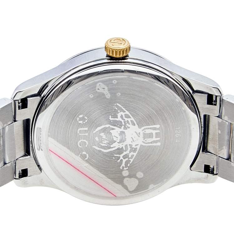 Pre Owned Gucci Silver Snake Two Tone Stainless Steel G-Timeless YA1264075 Men's Wristwatch 38 mm