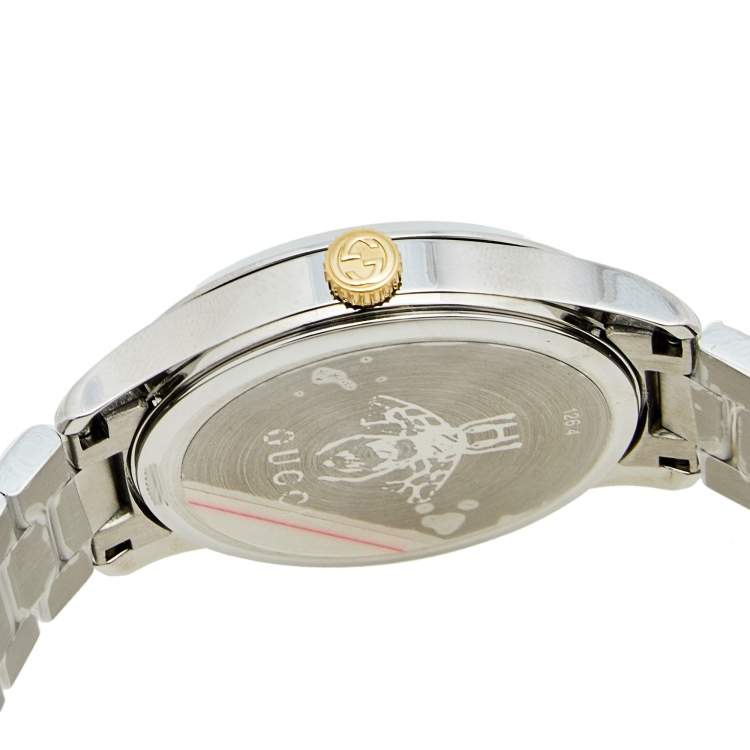 Pre Owned Gucci Silver Snake Two Tone Stainless Steel G-Timeless YA1264075 Men's Wristwatch 38 mm