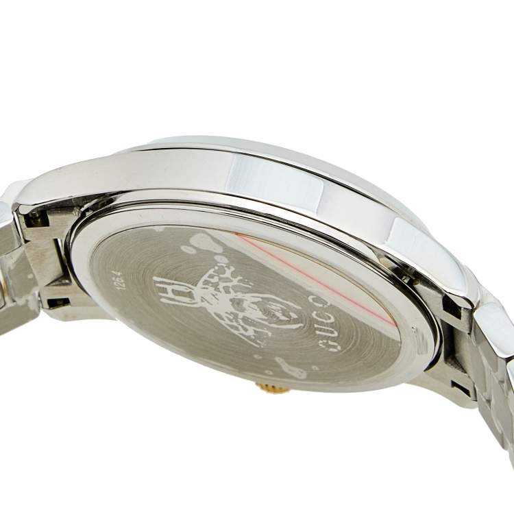 Pre Owned Gucci Silver Snake Two Tone Stainless Steel G-Timeless YA1264075 Men's Wristwatch 38 mm