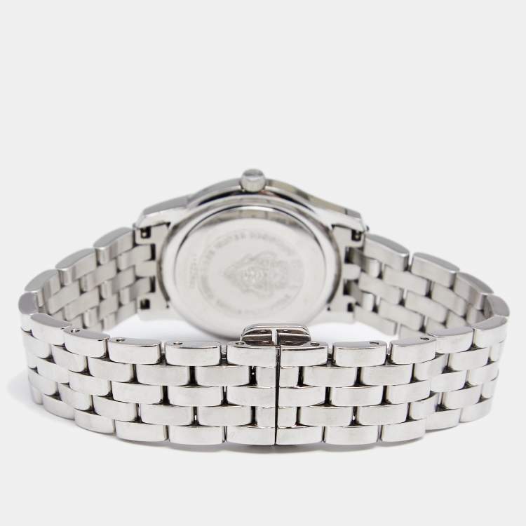 Pre Owned Gucci Mother of Pearl Stainless Steel Diamond G-Class YA055510 Women's Wristwatch 27 mm