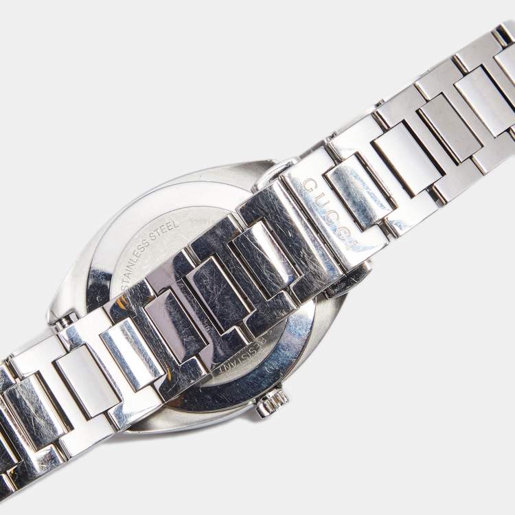 Pre Owned Gucci White Diamond Stainless Steel GG2570 YA142504 Women's Wristwatch 29 mm