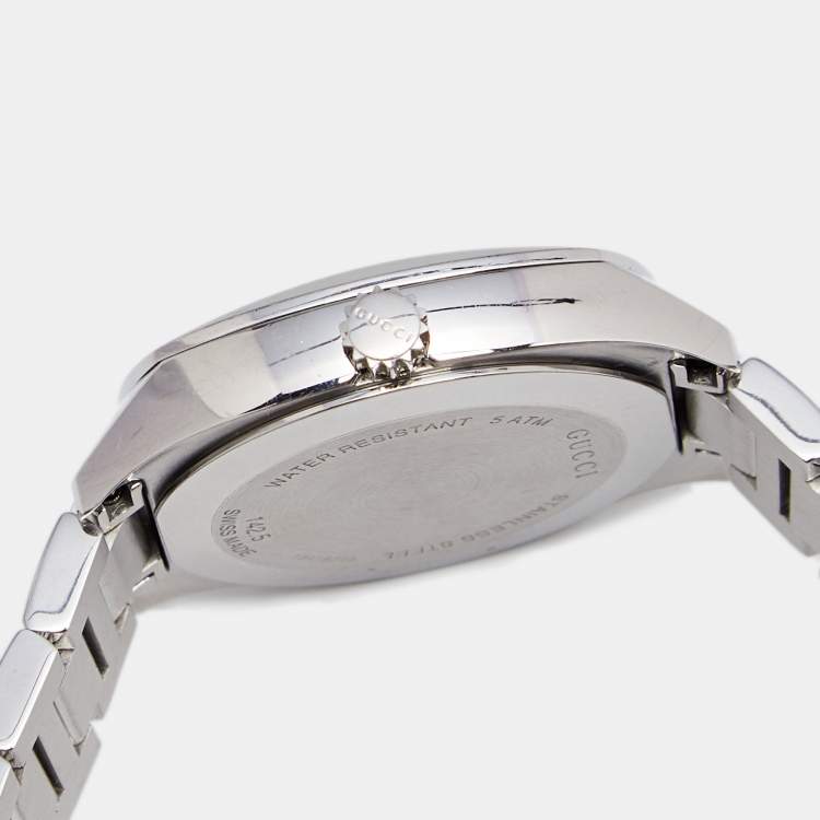 Pre Owned Gucci White Diamond Stainless Steel GG2570 YA142504 Women's Wristwatch 29 mm