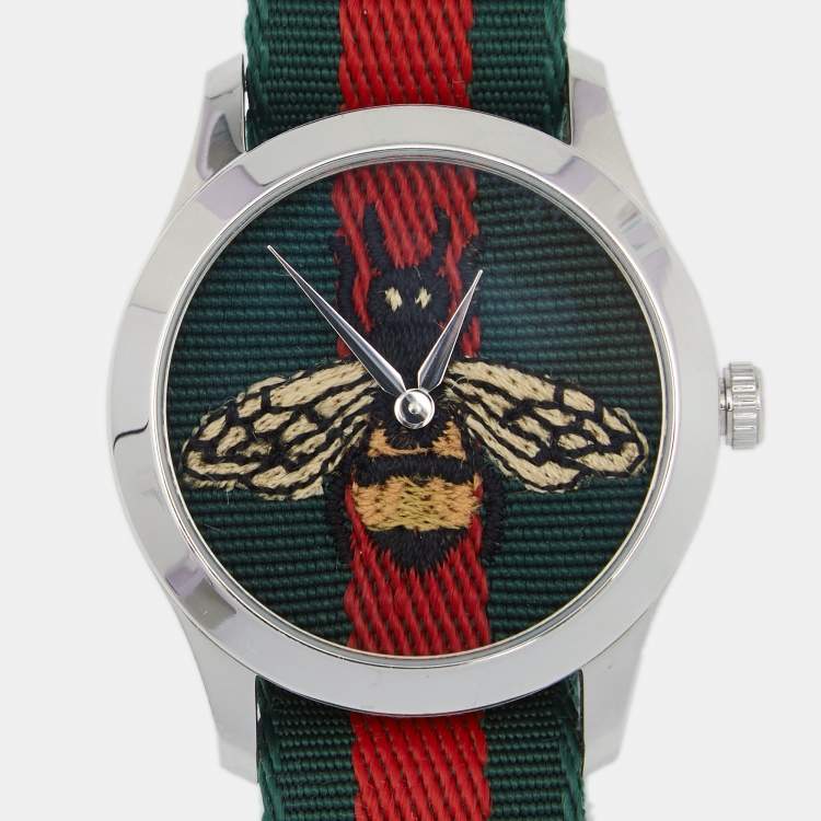 Pre Owned Gucci Multicolor Stainless Steel Nylon Le Marche Des Merveilles Unisex Wristwatch 38 mm