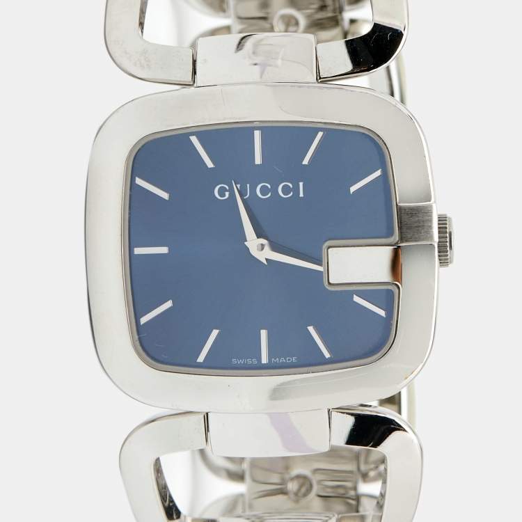 Pre Owned Gucci Blue Stainless Steel G-Gucci 125.4 Women's Wristwatch 32 mm