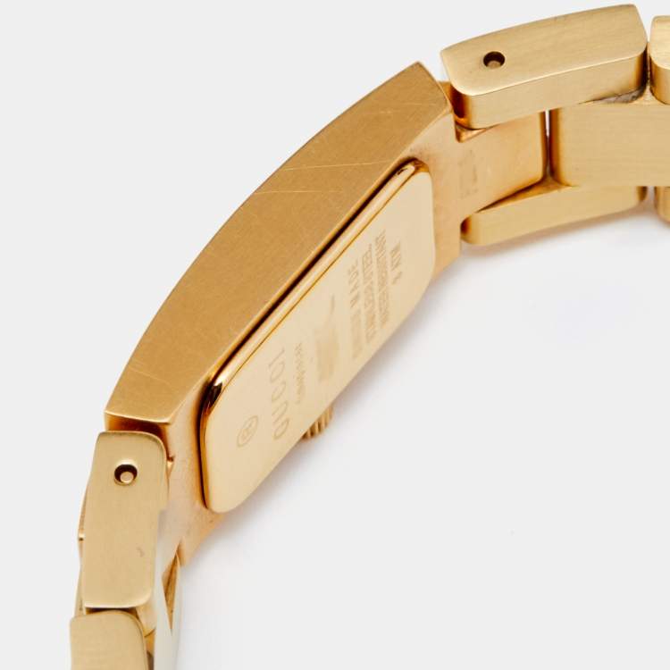 Pre Owned Gucci White Gold Plated Stainless Steel 4600L Women's Wristwatch 13 mm