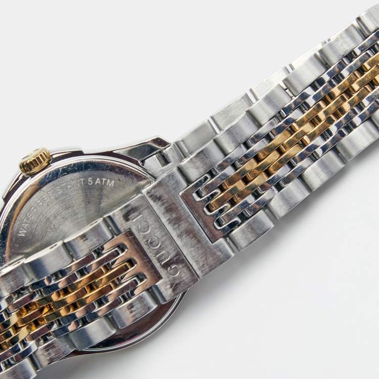 Pre Owned Gucci Silver Two Tone Stainless Steel G-Timeless YA126511 Women's Wristwatch 27 mm