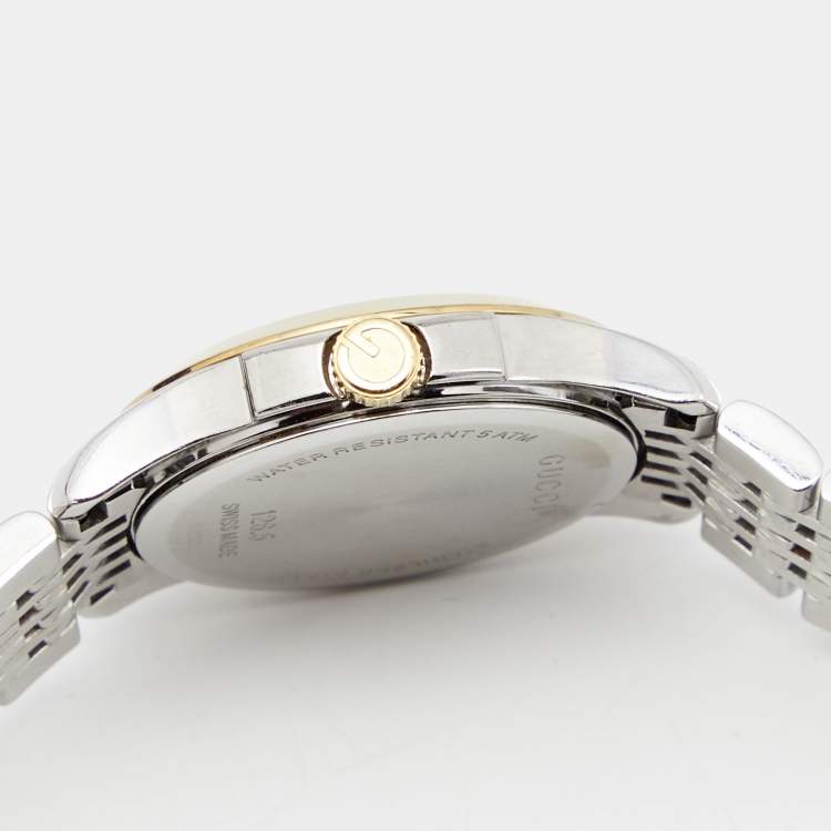 Pre Owned Gucci Silver Two Tone Stainless Steel G-Timeless YA126511 Women's Wristwatch 27 mm